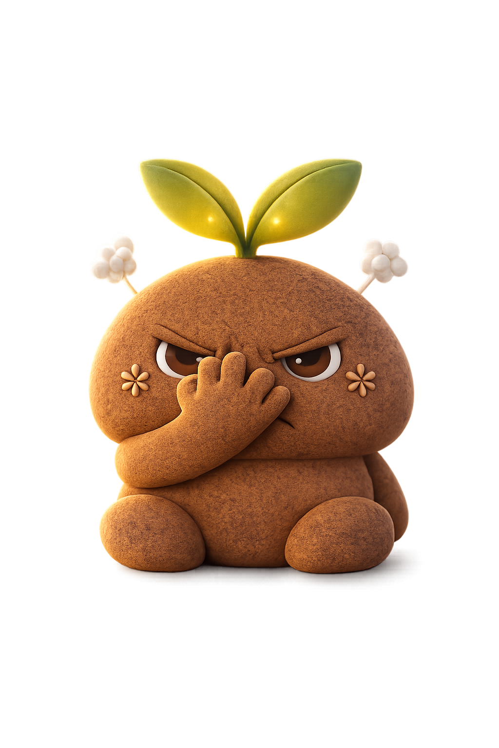Anger emotion figurine — a small soft-form creature with a fierce, tense expression