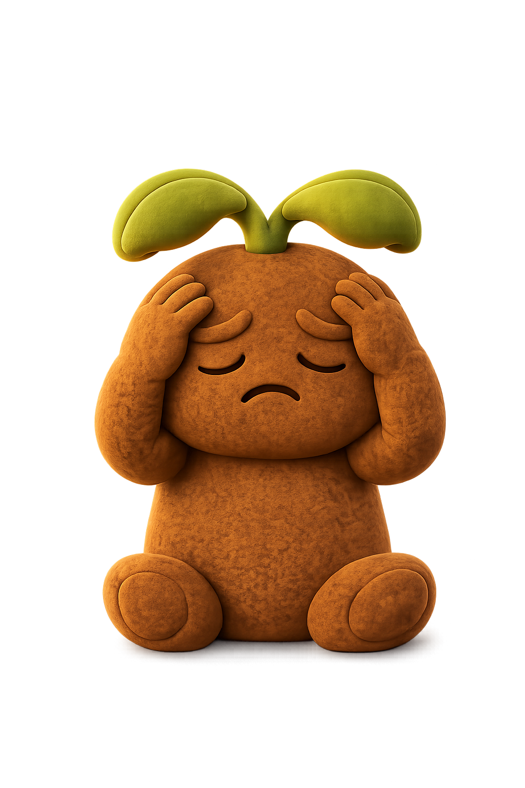 Overwhelm emotion figurine — a small soft-form creature with wide, flooded eyes conveying sensory overload