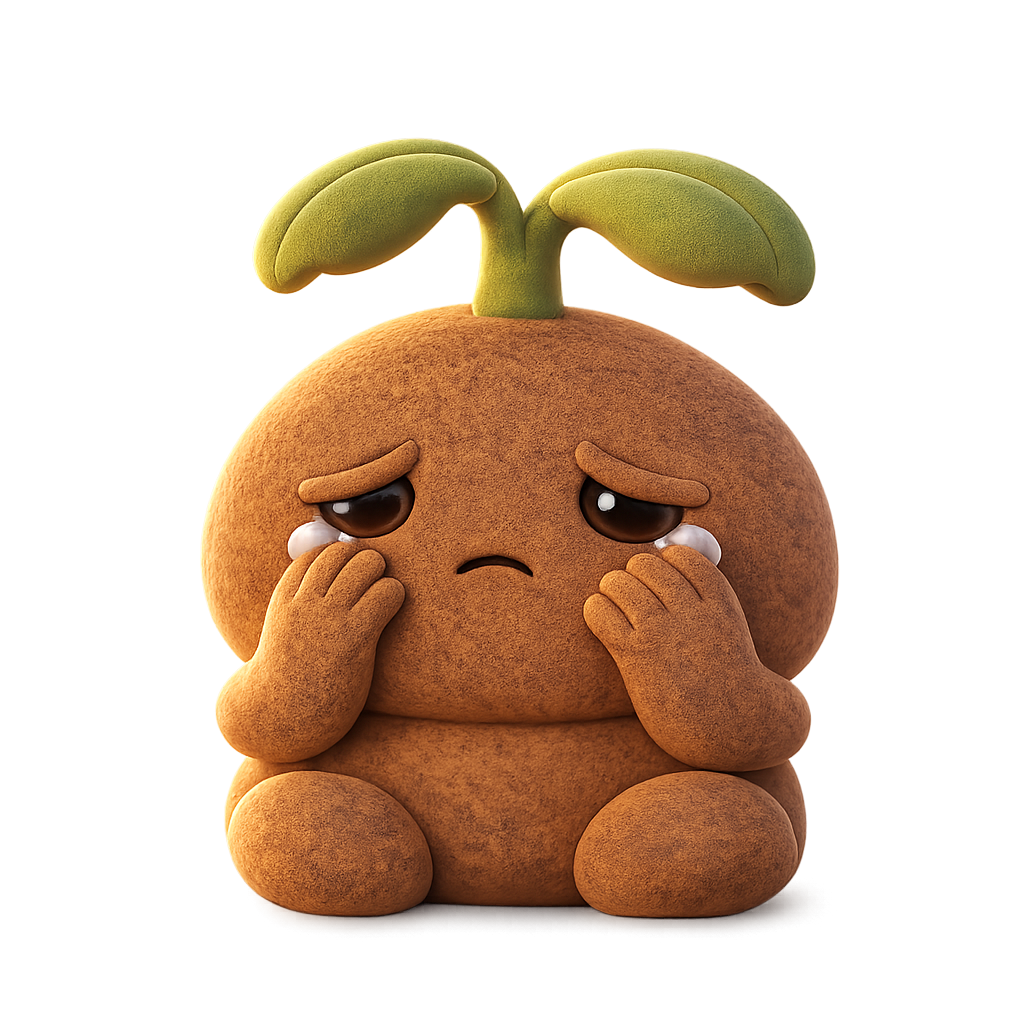 Sadness emotion figurine — a small soft-form creature with a tearful, downcast expression